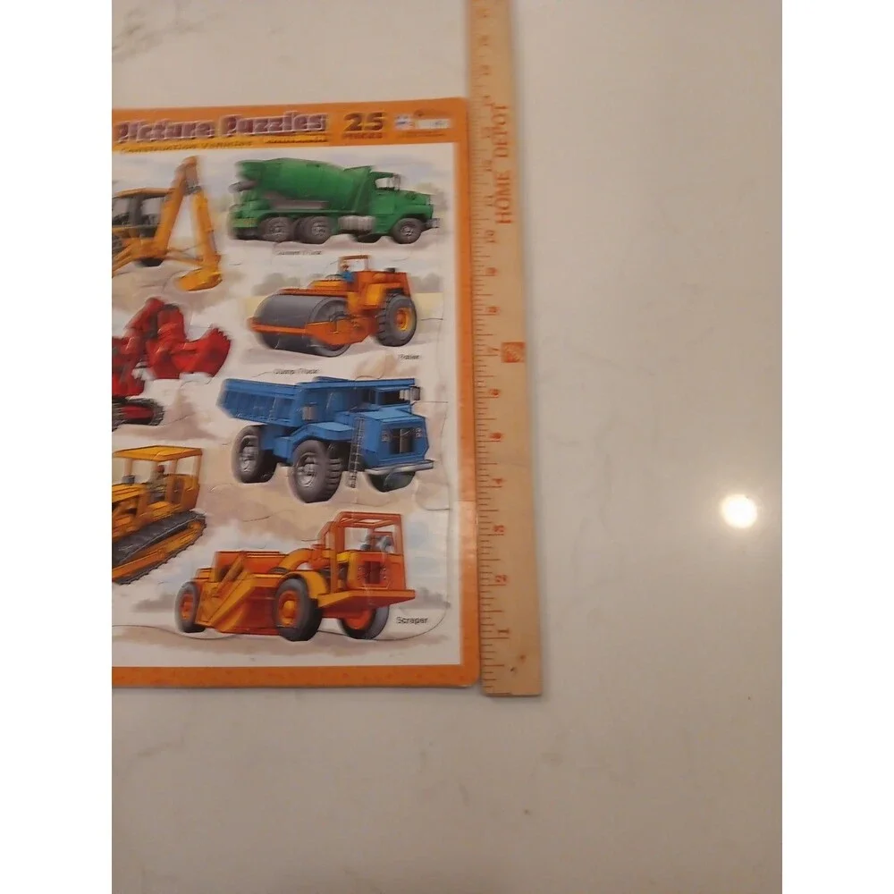 Picture Puzzle Patch 25 Piece Construction Vehicles Complete